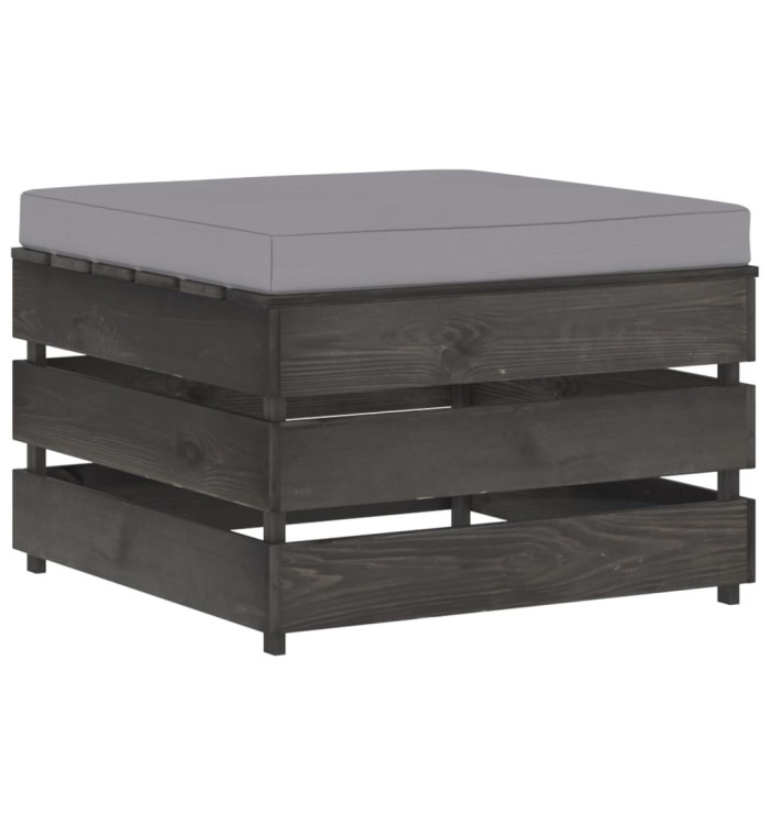 Pouf sectionnel avec coussin Bois imprégné de gris | Mobilier & Déco