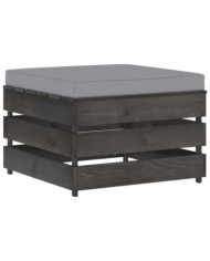 Pouf sectionnel avec coussin Bois imprégné de gris | Mobilier & Déco