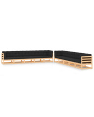 Salon de jardin 10 pcs avec coussins anthracite Pin massif | Mobilier & Déco