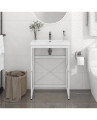 Cadre de lavabo de salle de bain Blanc 59x38x83 cm Fer | Mobilier & Déco