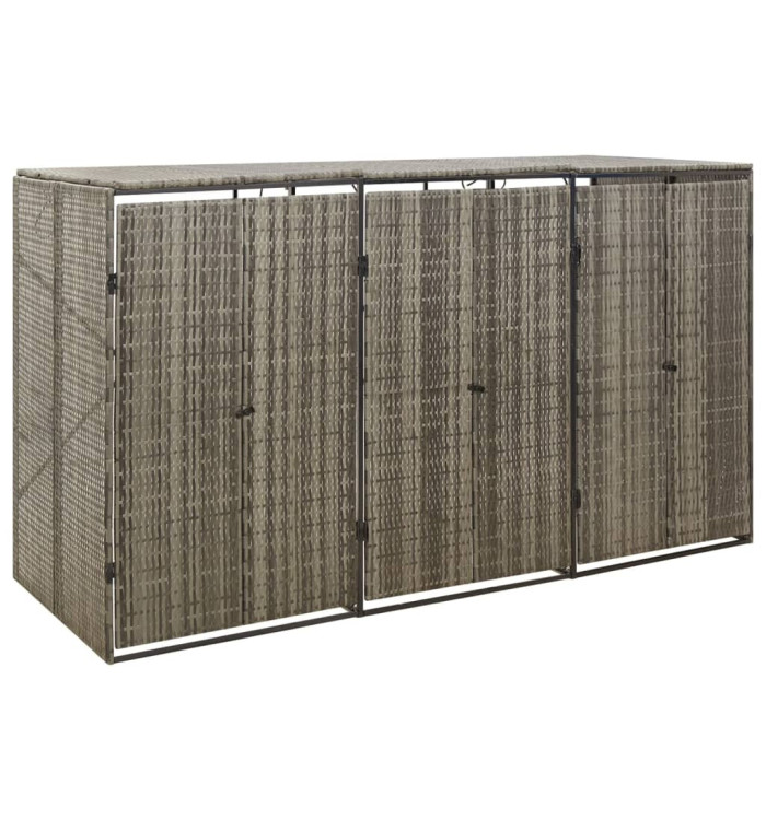 Abri pour poubelle triple Gris 207x80x117 cm Résine tressée | Mobilier & Déco