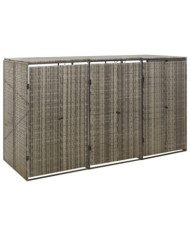 Abri pour poubelle triple Gris 207x80x117 cm Résine tressée | Mobilier & Déco