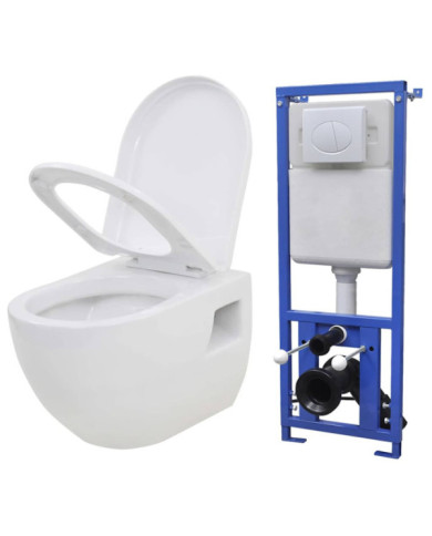 Toilette murale avec réservoir de chasse caché Céramique Blanc | Mobilier & Déco