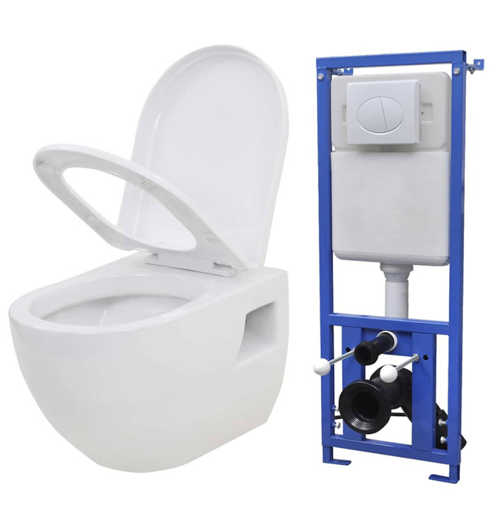 Toilette murale avec réservoir de chasse caché Céramique Blanc | Mobilier & Déco