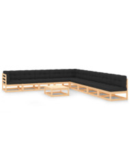 Salon de jardin 10 pcs avec coussins anthracite Pin massif | Mobilier & Déco