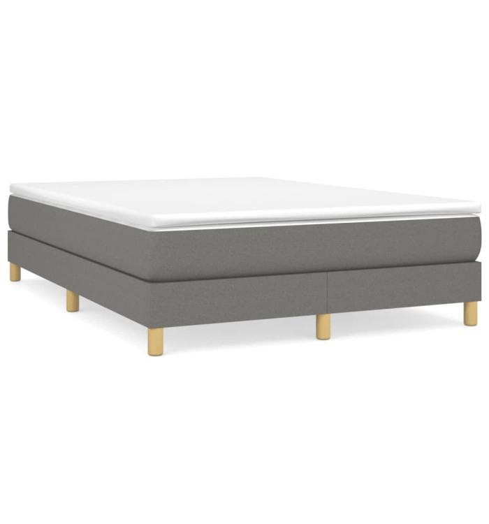 Cadre de lit sans matelas gris foncé 140x200 cm tissu | Mobilier & Déco