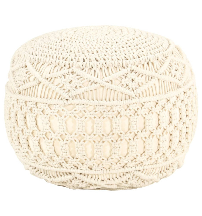 Pouf fait à la main en macramé 45x30 cm Coton | Mobilier & Déco