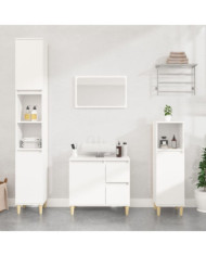 Ensemble d'armoires salle de bain 3 pcs blanc bois d'ingénierie | Mobilier & Déco
