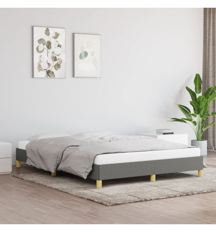 Cadre de lit sans matelas gris foncé 140x200 cm tissu | Mobilier & Déco
