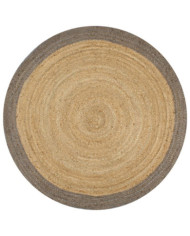 Tapis fait à la main Jute avec bord gris 90 cm | Mobilier & Déco
