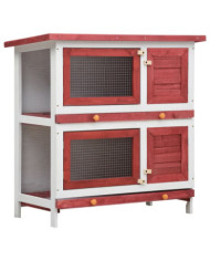 Clapier d'extérieur 4 portes Rouge Bois | Mobilier & Déco
