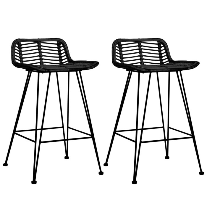 Chaises de bar lot de 2 noir Rotin | Mobilier & Déco