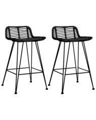 Chaises de bar lot de 2 noir Rotin | Mobilier & Déco