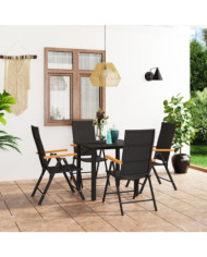 Ensemble à manger de jardin 5 pcs noir et marron | Mobilier & Déco