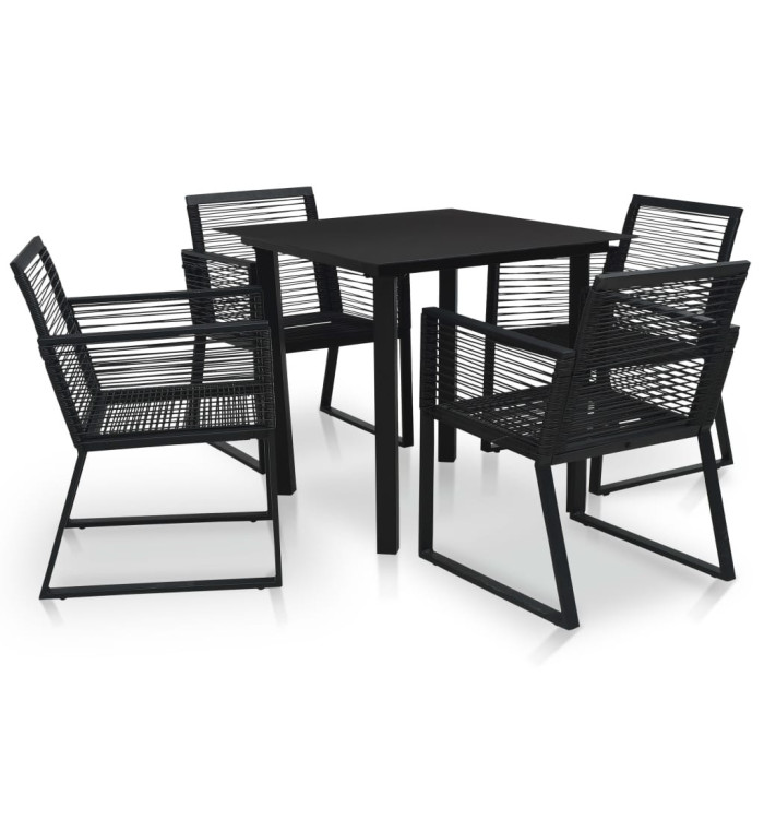 Ensemble à manger d'extérieur 5 pcs Rotin PVC Noir | Mobilier & Déco