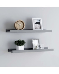 Étagères à rebord pour cadre photo 2 pcs Gris 60x9x3 cm MDF | Mobilier & Déco
