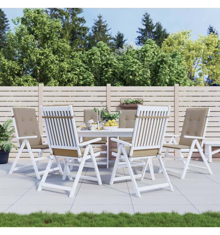 Coussins de chaise de jardin dossier haut lot de 6 taupe tissu | Mobilier & Déco