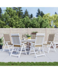 Coussins de chaise de jardin dossier haut lot de 6 taupe tissu | Mobilier & Déco