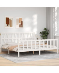 Cadre de lit sans matelas blanc 200x200 cm bois massif de pin | Mobilier & Déco
