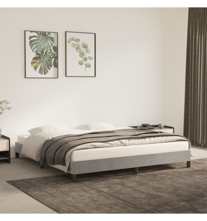 Cadre de lit sans matelas gris clair 180x200 cm velours | Mobilier & Déco