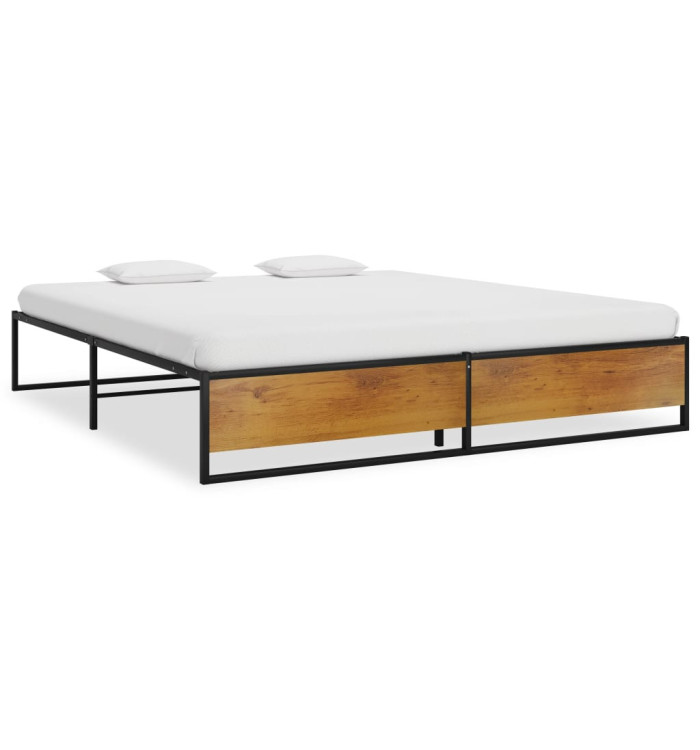Cadre de lit sans matelas noir métal 160x200 cm | Mobilier & Déco