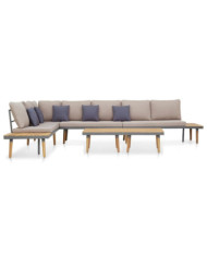 Salon de jardin 7 places avec coussins Acacia solide Marron | Mobilier & Déco