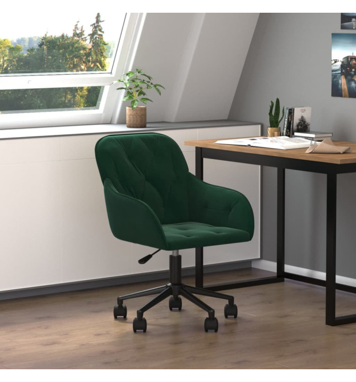 Chaise pivotante de bureau Vert foncé Velours | Mobilier & Déco