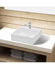 Lavabo carré à trou pour robinet Céramique Blanc | Mobilier & Déco
