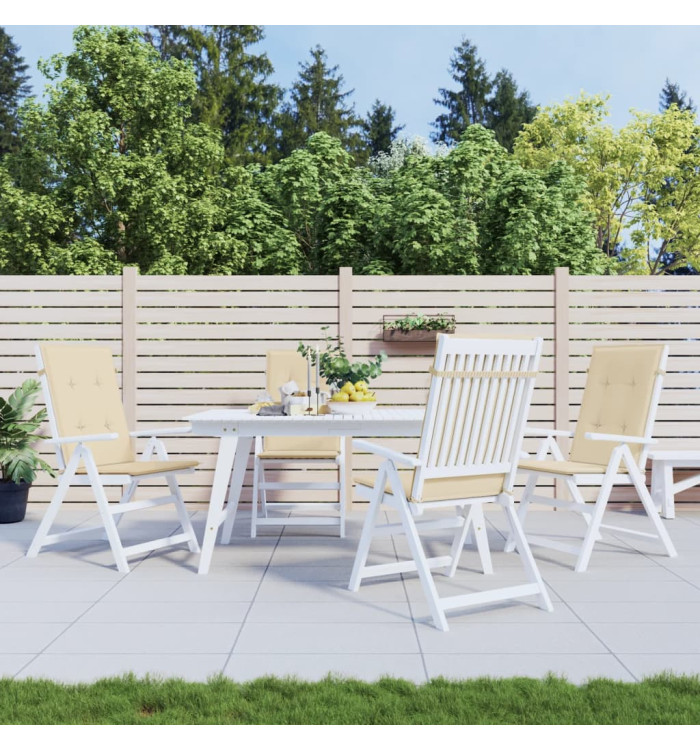 Coussins de chaise de jardin dossier haut lot de 4 beige tissu | Mobilier & Déco