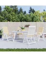 Coussins de chaise de jardin dossier haut lot de 4 beige tissu | Mobilier & Déco