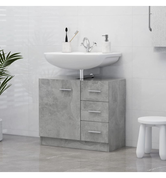 Armoire d'évier Gris béton 63x30x54 cm Bois d'ingénierie | Mobilier & Déco