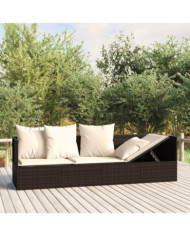 Lit de salon d'extérieur avec coussins Marron Résine tressée | Mobilier & Déco