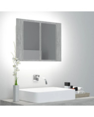 Armoire de salle de bain à miroir LED Gris béton Acrylique | Mobilier & Déco