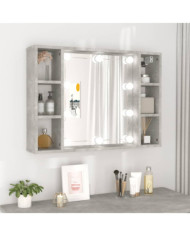 Armoire à miroir avec LED Gris béton 76x15x55 cm | Mobilier & Déco