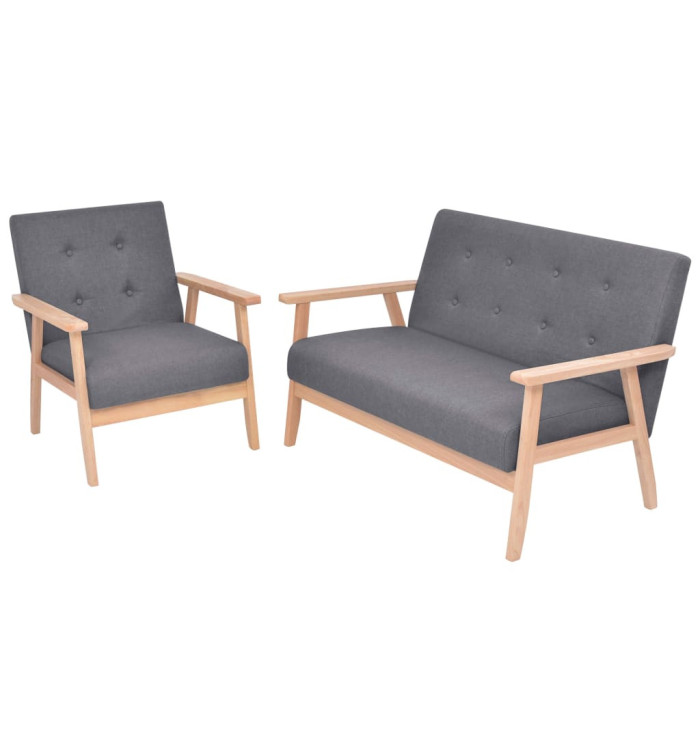 Ensemble de canapés 2 pcs Tissu Gris foncé | Mobilier & Déco