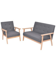 Ensemble de canapés 2 pcs Tissu Gris foncé | Mobilier & Déco