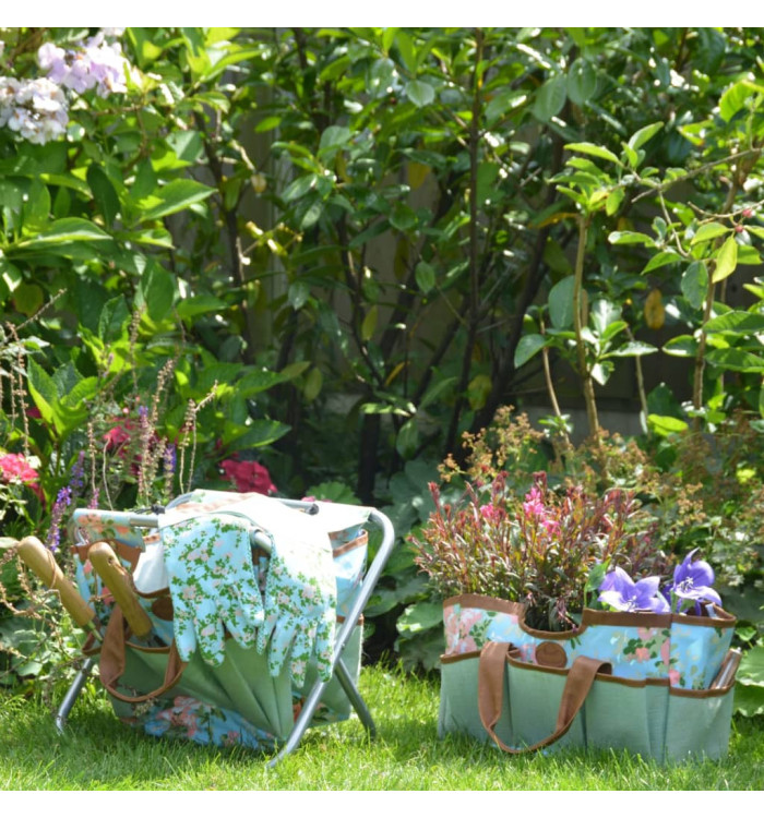 Esschert Design Tabouret porte-outils de jardinage Motif roses | Mobilier & Déco
