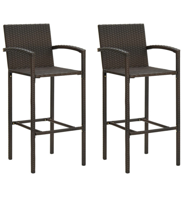 Tabourets de bar lot de 2 marron résine tressée | Mobilier & Déco