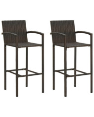 Tabourets de bar lot de 2 marron résine tressée | Mobilier & Déco