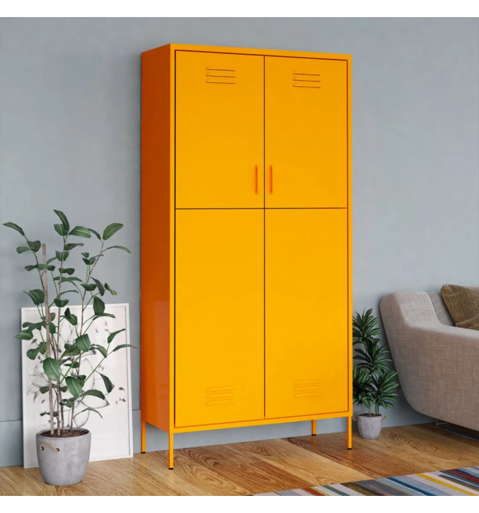 Garde-robe Jaune moutarde 90x50x180 cm Acier | Mobilier & Déco