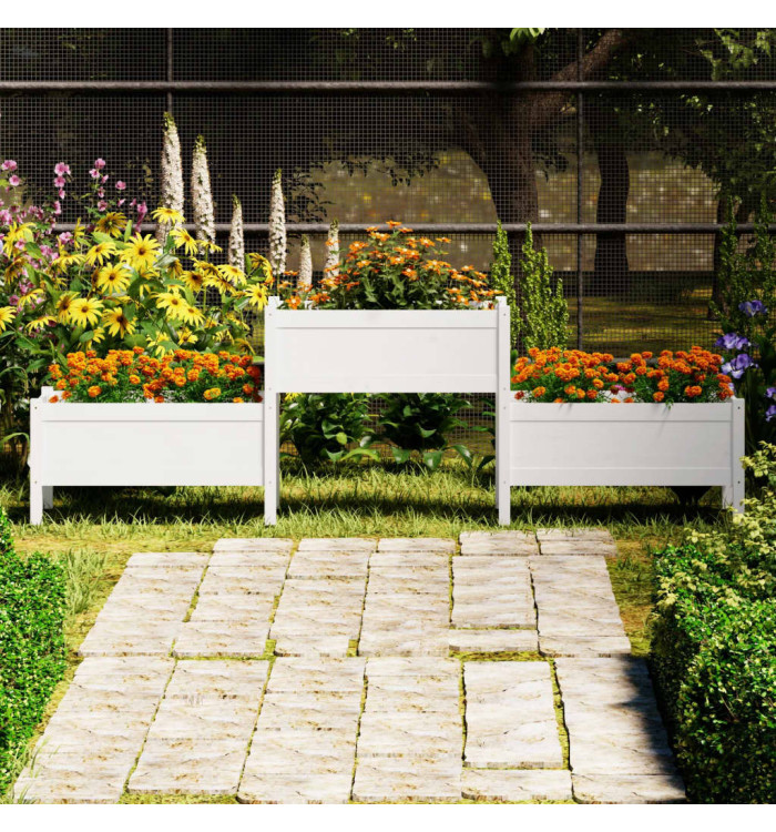 Jardinière Blanc 245,5x44x75 cm Bois massif de pin | Mobilier & Déco