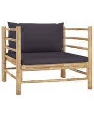 Canapé de jardin avec coussins gris foncé Bambou | Mobilier & Déco