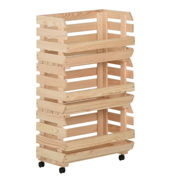 Chariot à légumes 37x30x80 cm Bois de pin solide | Mobilier & Déco