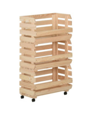 Chariot à légumes 37x30x80 cm Bois de pin solide | Mobilier & Déco