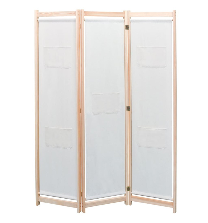 Cloison de séparation 3 panneaux Crème 120x170x4 cm Tissu | Mobilier & Déco