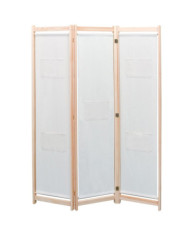 Cloison de séparation 3 panneaux Crème 120x170x4 cm Tissu | Mobilier & Déco