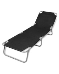Chaise longue pliable acier enduit de poudre noir | Mobilier & Déco