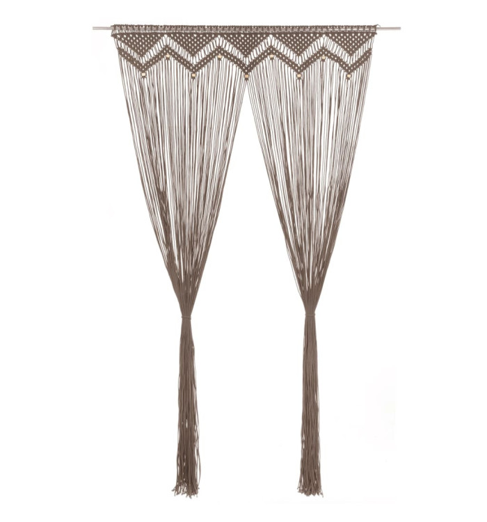 Rideau en macramé Taupe 140x240 cm Coton | Mobilier & Déco