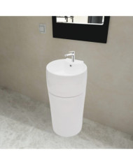 Vasque à trou de trop-plein/robinet céramique Blanc pour salle de bain | Mobilier & Déco