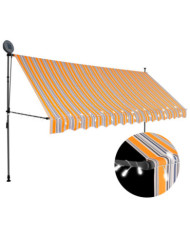 Auvent manuel rétractable avec LED 400 cm Jaune et bleu | Mobilier & Déco